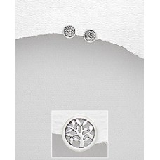 A17182-SS Sterling silver Round Tree ear rings