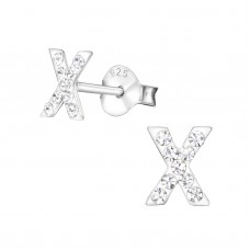 E01947-CR Sterling Silver Cross Ear rings with crystals