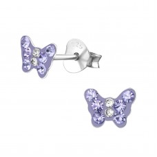 E01992-PU    Sterling Silver Butterfly Ear rings with Crystal