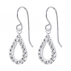 A01078-CR   Sterling silver crystal tear hook ear ring