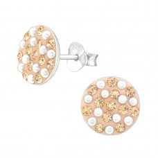 A00042-PE  Sterling silver Peach crystal mix ear ring