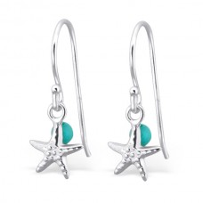 A01879-AQ   Sterling Silver Star Fish Hook Ear rings