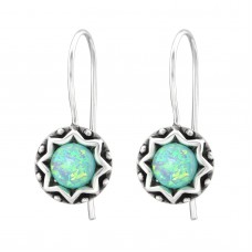 A02890-MT Sterling silver "opal" hook ear rings