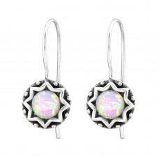 A02890-OX  Sterling silver "opal" hook ear rings