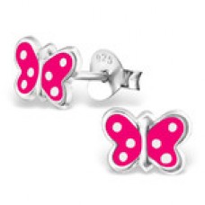 E01170-CE Sterling Silver polka dot butterfly Ear Rings with epoxy