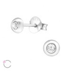 E01953-CR   Sterling Silver Round stud Ear rings