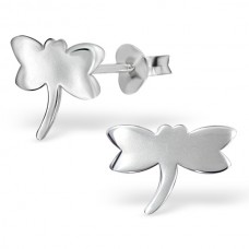 E00330-SS   Sterling Silver Flat Dragonfly ear  rings 