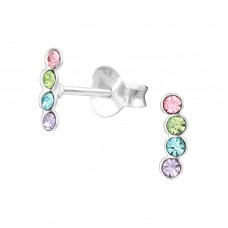 E03500-MX Sterling Silver  Ear rings with mixed crystals