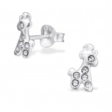 E06045-CR Sterling Silver Crystal giraffe Ear rings 