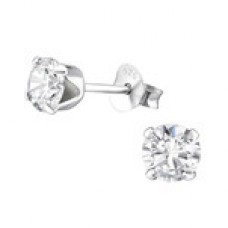 E00R54-CR Sterling silver CZ stud ear ring