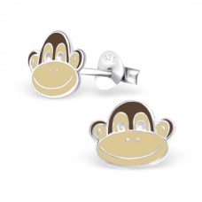 E04663-BR   Sterling Silver monkey Ear Rings with epoxy