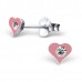 E00109-PK Sterling Silver Heart Ear rings with Crystal center