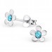 E00074-AQ Sterling Silver Flower Ear rings with crystals