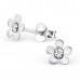 E00074-CR Sterling Silver Flower Ear rings with crystals