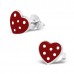 E00034-RD Sterling Silver Heart Polka dot Ear rings with epoxy