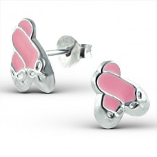 E01067-PK Sterling Silver Ballet shoe Ear Rings with epoxy