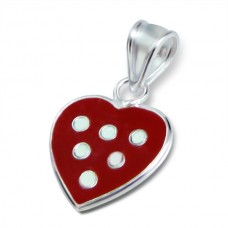 P00034-RD  Sterling Silver Small Heart Pendant Necklace with red epoxy