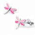 E00042-PK Sterling Silver Dragonfly Ear rings with epoxy