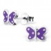 E01170-PU Sterling Silver polka dot butterfly Ear Rings with epoxy