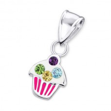 P01362-PK   Sterling silver cupcake pendant necklace