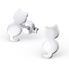 E01675-SS   Sterling Silver Plain Cat Ear Ring 