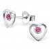 E01172-CR Sterling Silver open heart & crystal Ear Rings 