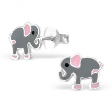 E01770-GY   Sterling Silver Grey Elephant Ear rings with epoxy