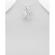 P18147-SS  Sterling Silver Elephant Pendant Necklace