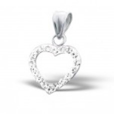 P01080-CR   Sterling silver crystal heart pendant necklace