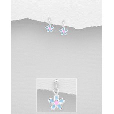 EE1146-BL   Sterling Silver Drop Flower Ear rings