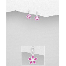 EE1146-PK   Sterling Silver Drop Flower Ear rings