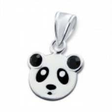 P00077-BK    925 Sterling Panda Bear Pendant Necklace with epoxy