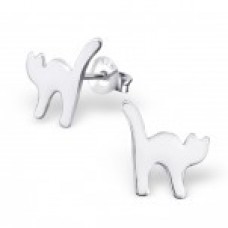 E01461-WH   Sterling Silver White cat Ear rings