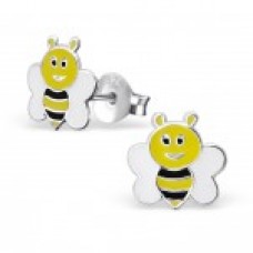 E01626-YE   Sterling Silver Bee ear rings with epoxy