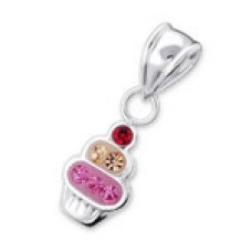 P01506-PK   Sterling silver cupcake pendant necklace