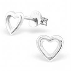 E01421-SS   Sterling Silver open Heart Ear Rings 