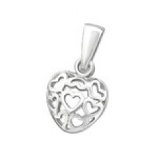 P00748-SS  Sterling Silver Heart  Heart Necklace