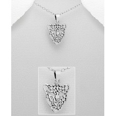 S18746-PD   Sterling silver leopard pendant necklace