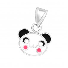 P00373-BK  Sterling silver panda bear face pendant necklace