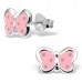 E01170-PE Sterling Silver polka dot butterfly Ear Rings with epoxy