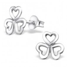 A06386-SS Sterling silver 3 heart flower ear rings